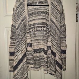 Free People Striped Open-Front Cardigan